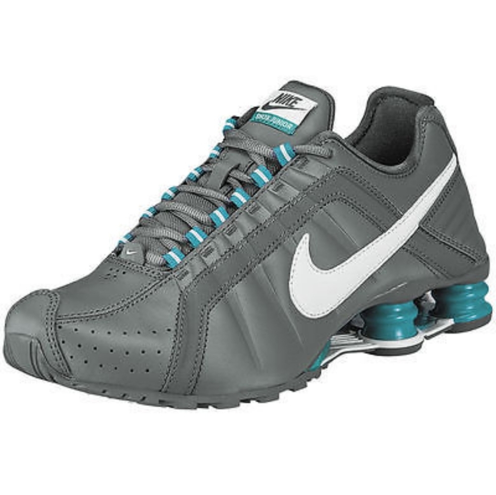 NIKE Shox Jr Gray Teal White Women Sz 6 Shoes